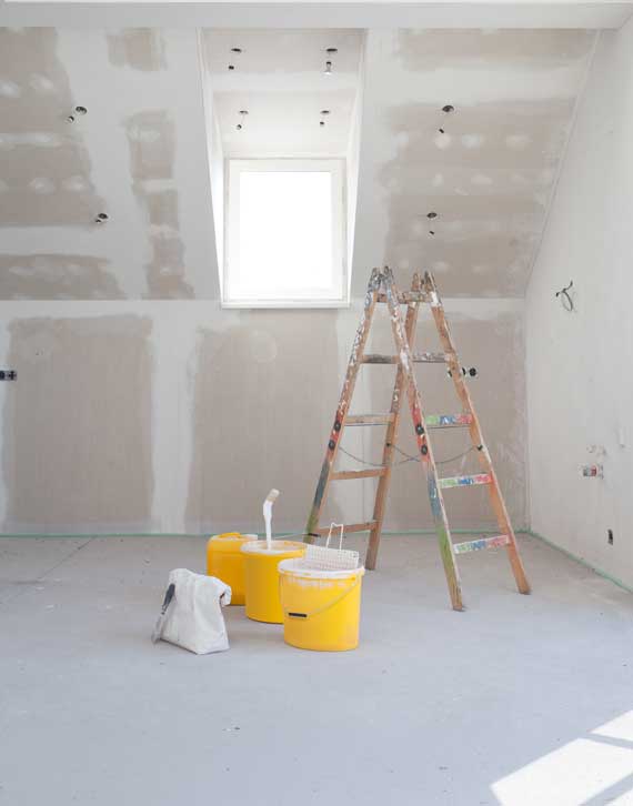 Trockenbau-Wand im Innenausbau als Sinnbild für die Construction-Leistungen